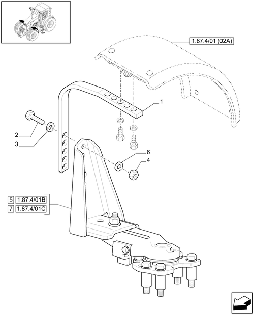 T6010 PLUS-1.87.4/01[01A] - VAR - 333884, 334884, 335884, 336884 - 4WD DYNAMIC FRONT FENDERS WITH AXLE WITH BRAKE - BEGIN S/N Z8BD12200 ; (SN Break) After Z8BD12200