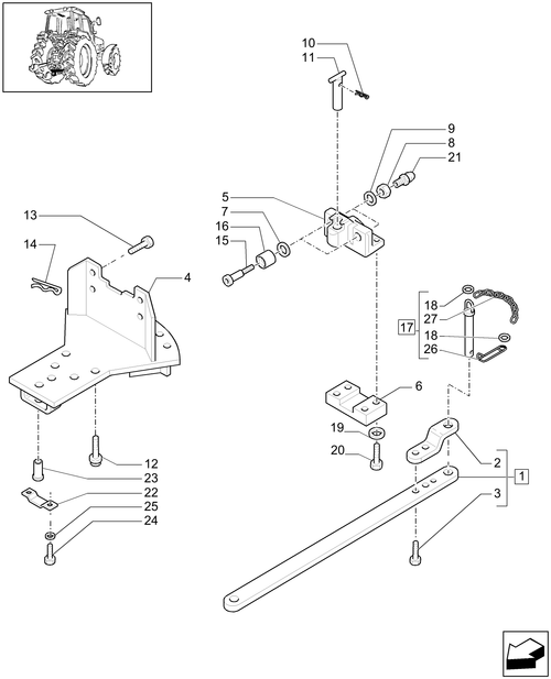 T6010 PLUS-1.89.0/04[01A] - VAR - 330915 - SWINGING DRAWBAR WITH ROLLERS - BEGIN S/N Z9BD10360 ; (SN Break) After Z9BD10360