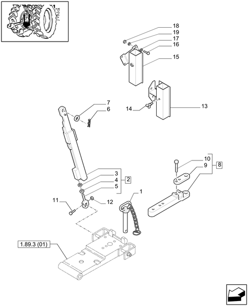T6010 PLUS-1.89.3[02A] - VAR - 331943 - AUTOM. PICK UP HITCH WITH SWINGING DRAWBAR - TIE ROD AND TOW-BAR - CAB - EDC