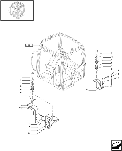 T6010 PLUS-1.92.6[01] - STD - CAB SUPPORTS - END S/N Z8BD1699 ; (SN Break) Before Z8BD1699