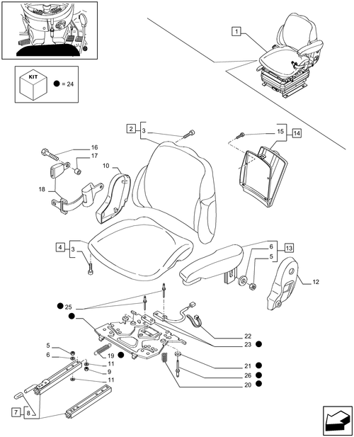 T6010 PLUS-1.93.3/  B[01] - STD - ''GRAMMER'' SEAT WITH BELTS AND SWITCH - BREAKDOWN - W/ CAB - END YR 24-SEP-2006 ; (Prod Date) Before 24-Sep-2006
