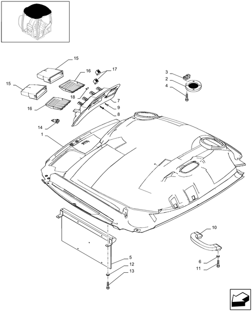 T6010 PLUS-1.94.0/04[01B] - STD - ROOF WITH HIGH PROFILE LESS HIGH VISIBILITY PANEL - HEADLINER - BEGIN YR 05-MAR-2013 ; (Prod Date) After 05-Mar-2013