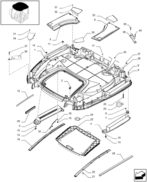 T6010 PLUS-1.94.0/06[02] - VAR - 330520 - NAR ROOF WITH HIGH PROFILE WITH HIGH VISIBILITY PANEL - FRAME
