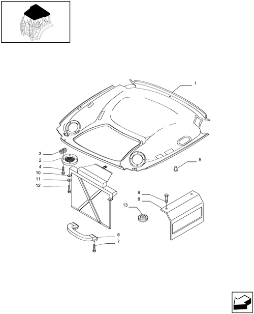 T6010 PLUS-1.94.1 - STD - CAB INTERNAL TRIMMING - SUN SHADE - RADIO BRACKETS