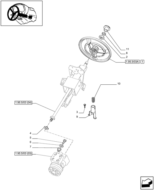T6010 PLUS-1.95.5/03[01] - VAR - 330631, 331631, 332631, 333631 - FAST STEERING - WHEEL AND COLUMN