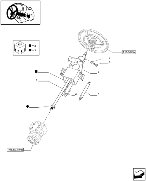 T6010 PLUS-1.95.5/03[05] - VAR - 330631, 331631, 332631, 333631 - HYDROSTATIC STEERING WHEEL AND STEERING COLUMN - END S/N ZABD01847 ; (SN Break) Before ZABD01847