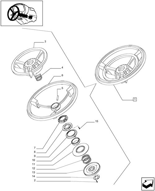 T6010 PLUS-1.95.5/03A - VAR - 330631, 331631, 332631, 333631 - STEERING WHEEL - BREAKDOWN