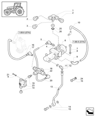T6010 PLUS-1.68.6[08A] - TRAILER AIR BRAKE - TOWING BRAKE CONTROL VALVE, PIPES AND RELATED COMPONENTS