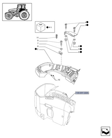 T6010 PLUS-1.93.0/01[03A] - CONTROLS COVER - RIGHT SIDE - UPPER - W/CAB