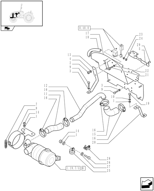 T3010-1.19.7 - DRY AIR FILTER, RELEVANT PIPES AND FASTENERS