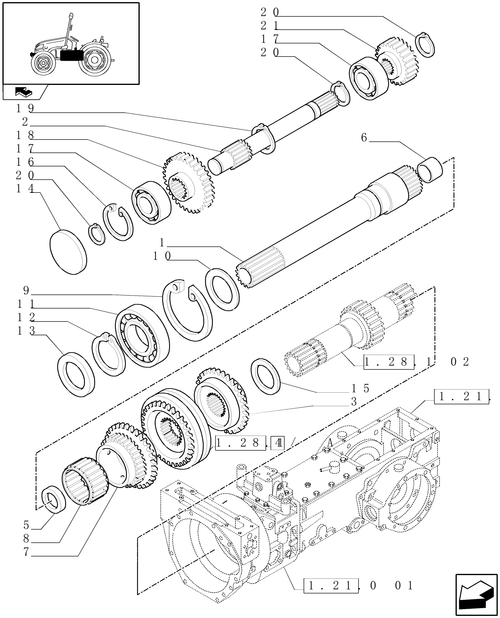 T3010-1.28.1[01] - TRANSMISSION, MAIN SHAFT AND REVERSER