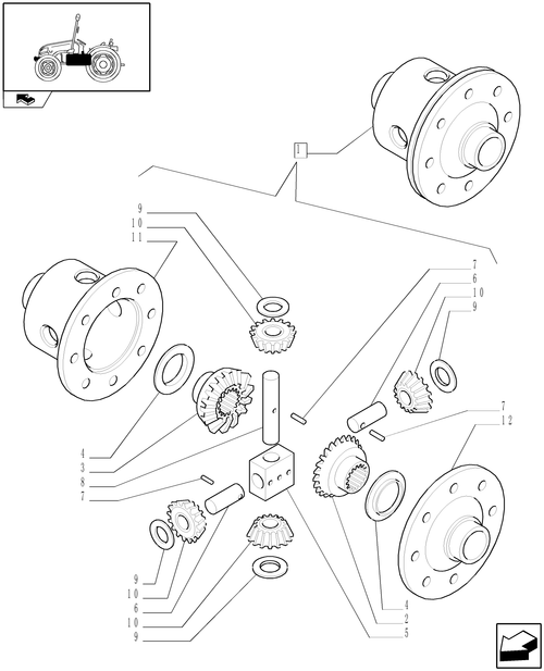 T3010-1.32.1/  A - REAR DIFFERENTIAL GEARS - BREAKDOWN