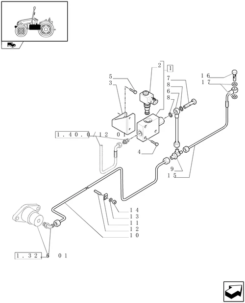T3010-1.32.6[02] - REAR AND FRONT DIFFERENTIAL LOCK CONTROL, OIL PIPES
