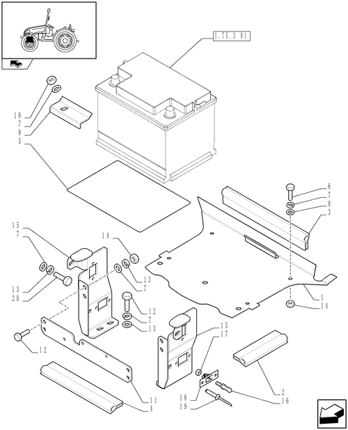 T3010-1.75.3[02] - BATTERY FASTENER AND SUPPORT PLATES