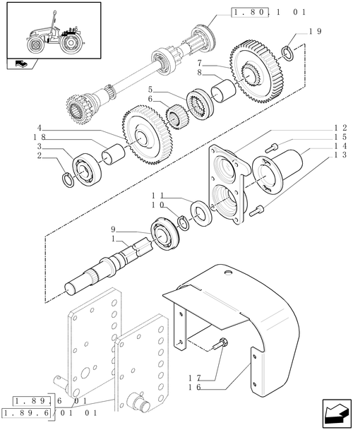 T3010-1.80.1[02] - INDEPENDENT AND SYNCHRONIZED PTO, SHAFTS AND GEARS, COVERS AND REAR GUARD