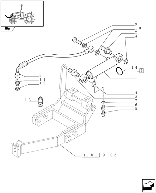 T3010-1.81.9[04] - FRONT LIFT, HYDRAULIC PISTON AND RELEVANT PARTS