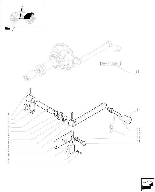 T3010-1.92.3 - 4WD CLUTCH, CONTROL LEVER