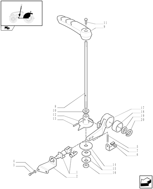 T3010-1.95.4[02] - ACCELERATOR HAND CONTROL, LEVER AND FLEXIBLE CABLE