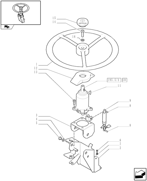 T3010-1.95.5 - ADJUSTABLE STEERING WHEEL AND RELEVANT PARTS, FASTENING BRACKET