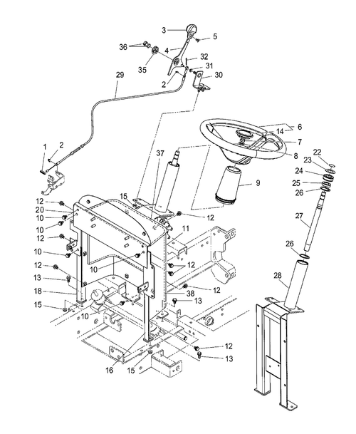TZ25DA-04.04.01 - STEERING, STEERING COLUMN & HAND THROTTLE - ON & ABOVE PIN HB20390 TZ18DA, HE20549 TZ22DA, HC21466 TZ25DA