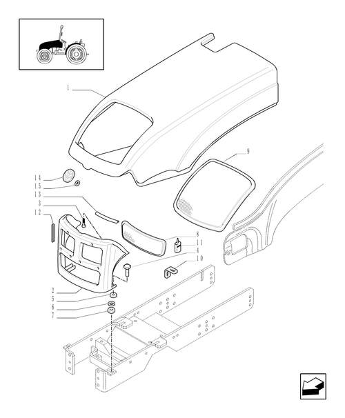 T3040-1.83.0[01] - UPPER HOOD AND FRONT GRILLE