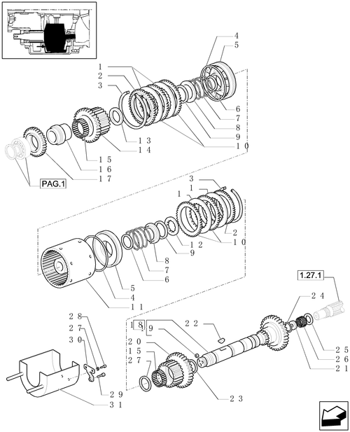 TL90A-1.27.3[02] - (VAR.271-272-274-276-296) (HI-LO) AND SYNCHRONIZED REVERSING GEAR - 30-40 KM/H - DRIVEN SHAFT