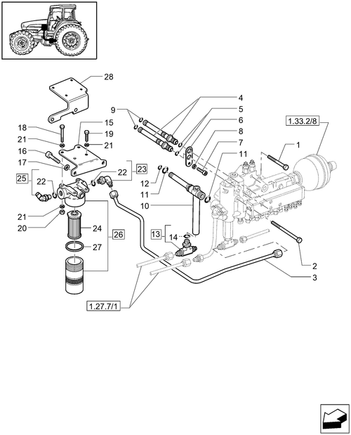 TL90A-1.27.3/01[03] - (VAR.275-279), POWER SHUTTLE - HI-LO - 30-40 KM\H - HYDRAULIC PTO - OIL FILTER & PIPES