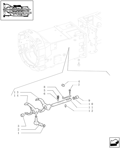 TL90A-1.29.0/02 - (VAR.113-119-119/1) SYNCHRONIZED CREEPER AND REVERSER UNIT - ROD AND FORK