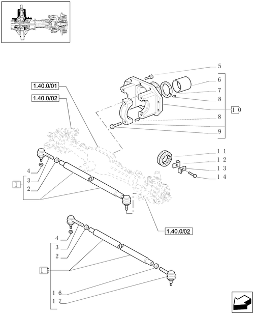 TL90A-1.40. 0/03 - FRONT AXLE 4WD - SUPPORT, ROD