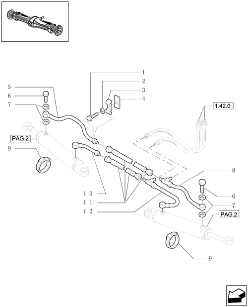 TL90A-1.40. 0/07[03] - FRONT AXLE 4WD - CYLINDER: PIPES