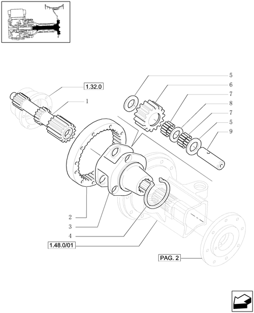 TL90A-1.48.1/04[01] - ((VAR.406) FRONT AXLE,40KM/H HYDR. DIFF. LOCK.- STEP-DOWN GEARING