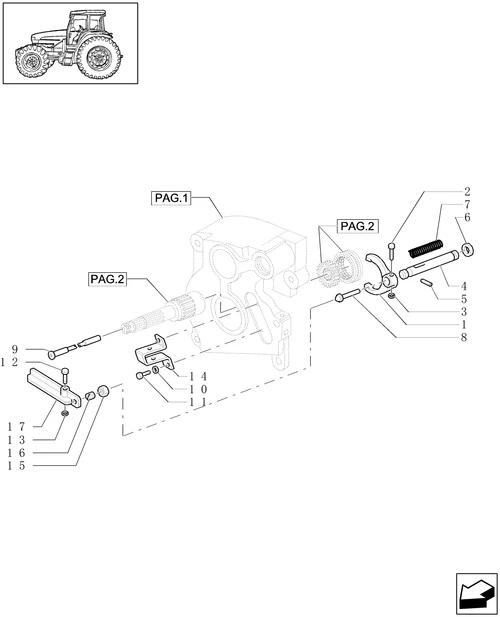 TL90A-1.80.1/03[04] - (VAR.039) NA ONLY - 540/1000 - PTO - FORK & SPEED CONTROL ROD AND RELEVANT SUPPORTS