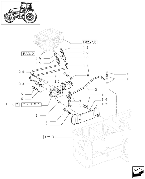 TL90A-1.82.7/13[01] - (VAR.372) TRAILER BRAKE VALVE (ITALY) - PIPES, VALVE AND SUPPORT