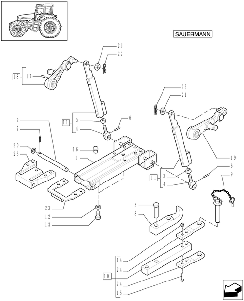 TL90A-1.89.3/14[04] - (VAR.929) TOW HOOK AND BAR (PICK-UP) - PIN , ARMS, BRACKETS, SUPPORTS