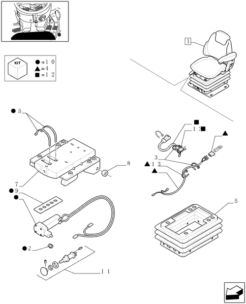 TL90A-1.93.3/03C[04] - (VAR.859) ''GRAMMER'' DELUXE SEAT W/AIR SPRING, L/BELTS AND L/SWITCH - BREAKDOWN - W/CAB