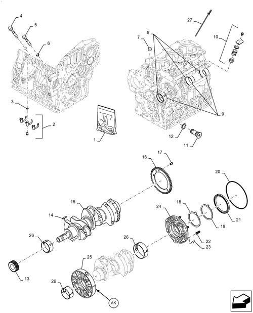 Diagrams of all the parts for the Workmaster 50-10.001.AB[01] - CYLINDER BLOCK ASSEMBLY at BRIM:Parts.