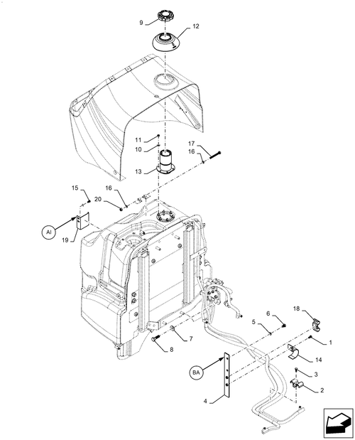 Diagrams of all the parts for the Workmaster 50-10.216.AI[04] - FUEL TANK at BRIM:Parts.