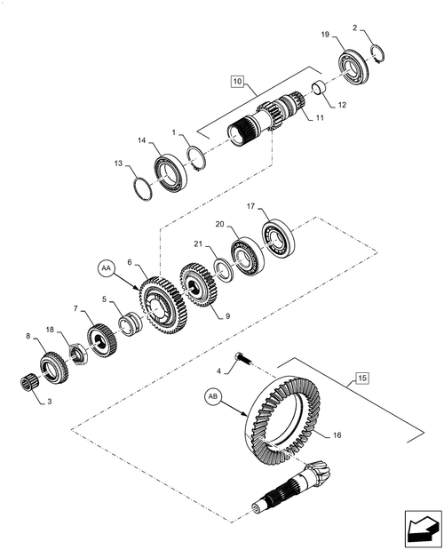 Diagrams of all the parts for the Workmaster 50-27.106.AA[01] - GEARBOX at BRIM:Parts.