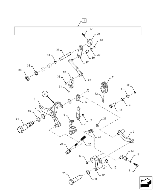 Diagrams of all the parts for the Workmaster 50-35.100.AB[05] - HYDRAULIC POWER LIFT, LEVER... at BRIM:Parts.