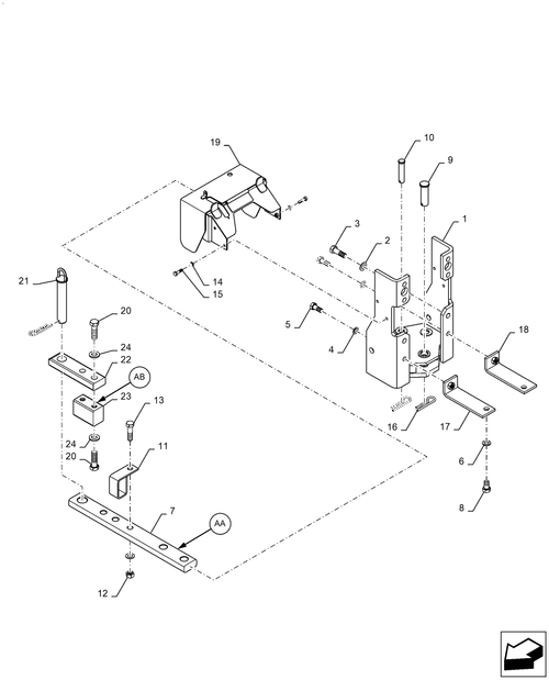 Diagrams of all the parts for the Workmaster 50-37.100.AA[01] - SWINGING DRAWBAR ASSY at BRIM:Parts.