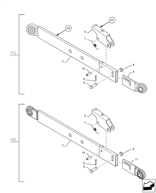 Diagrams of all the parts for the Workmaster 50-37.120.AX[06] - TELESCOPIC LINK ASSY, LIFT at BRIM:Parts.