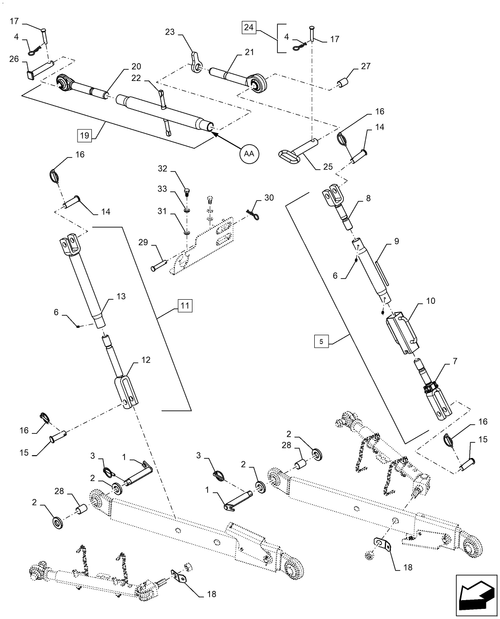 Diagrams of all the parts for the Workmaster 50-37.120.AX[10] - 3-POINT LINKAGE at BRIM:Parts.