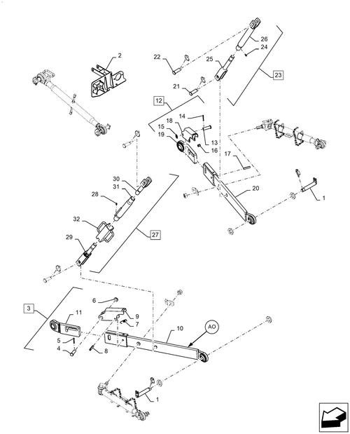 Diagrams of all the parts for the Workmaster 50-37.120.AX[11] - 3-POINT HITCH LINK, STABILIZER... at BRIM:Parts.