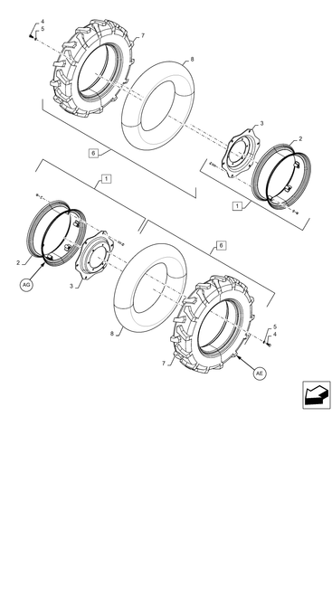 Diagrams of all the parts for the Workmaster 50-44.511.AE[10] - WHEEL ASSY, REAR, 4WD,  45HP at BRIM:Parts.