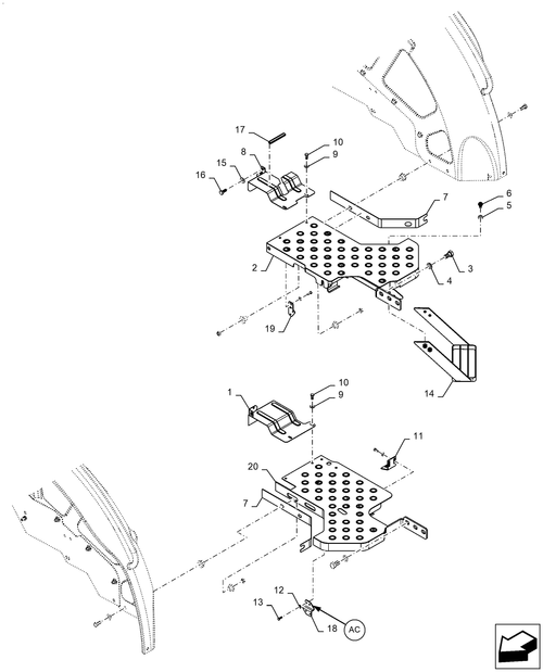 Diagrams of all the parts for the Workmaster 50-90.116.AC[04] - FOOT BOARD, FENDERS at BRIM:Parts.