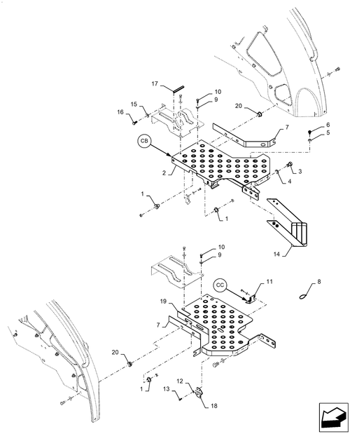 Diagrams of all the parts for the Workmaster 50-90.118.CB[04] - FOOT BOARD at BRIM:Parts.
