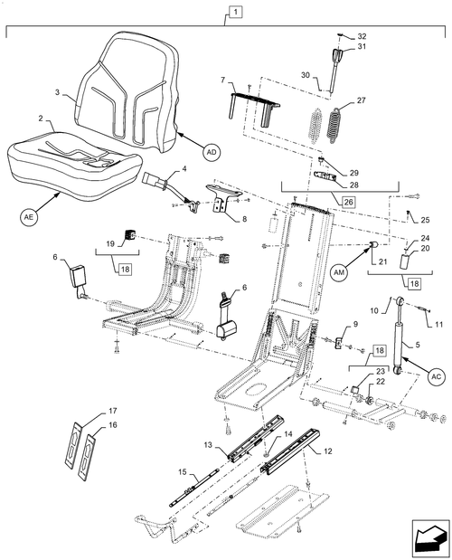 Diagrams of all the parts for the Workmaster 50-90.120.AD[01] - OPERATOR SEAT at BRIM:Parts.