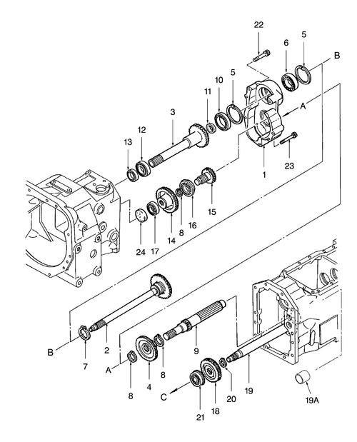 TC30 03-07C03A FRONT TRANSMISSION DUAL CLUTCH IN PUT SHAFT FWD W/9 X 3