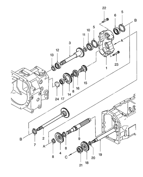 TC29DA 03-03.06 FRONT TRANSMISSION DUAL CLUTCH IN PUT SHAFT, W/9 X 3