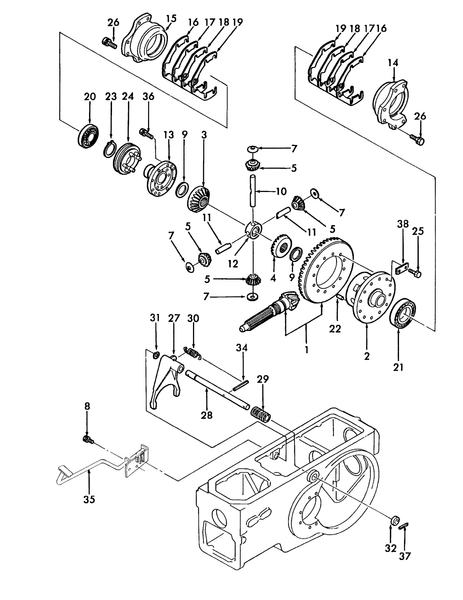 Diagram of all the parts for the TC55DA-05.01 - DIFFERENTIAL & DIFFERENTIAL LOCK LINKAGE at BRIM:Parts.